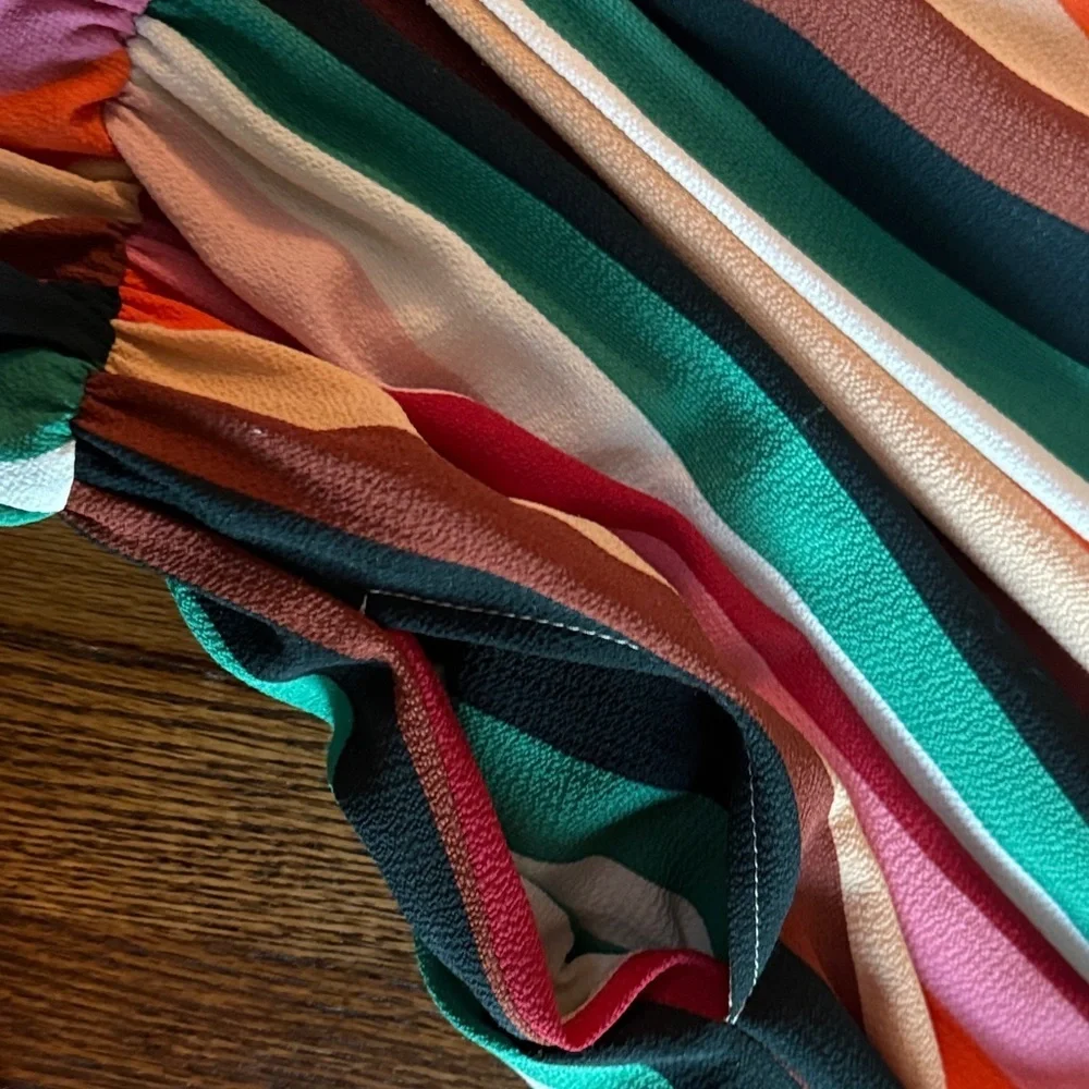 My Story Rainbow Multi Contempoary Sleeveless Colorful Striped Wide Leg Jumpsuit - Picture 3 of 6